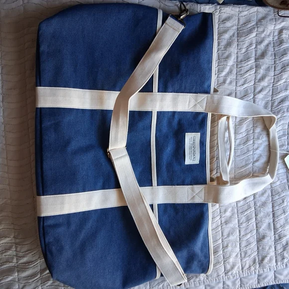 Sezane Denim and Cream Cabas Weekender - Picture 9 of 9